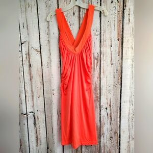 BEBE Women's Size M Salmon‎ Pink Ruched Sheath Summer Dress Beach Vacation EUC